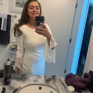 Calvin Klein White Sleeved/Button Dress